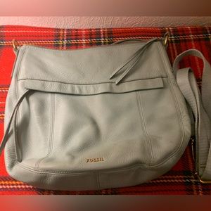 Fossil leather handbag. Blue hobo. Extra strap.